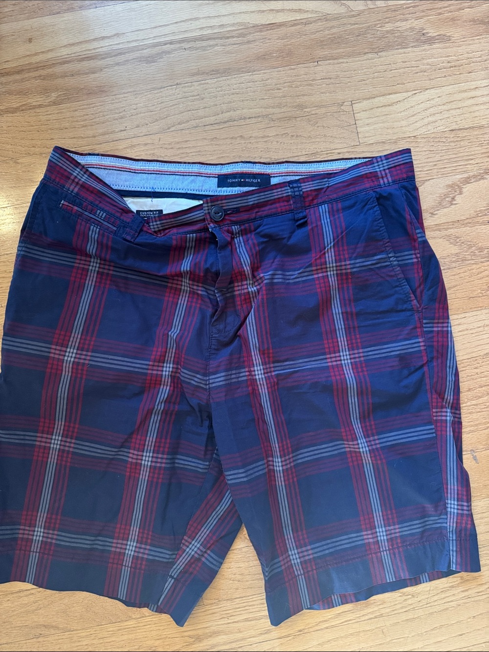 Tommy Hilfiger Navy and Red Plaid Men’s Shorts